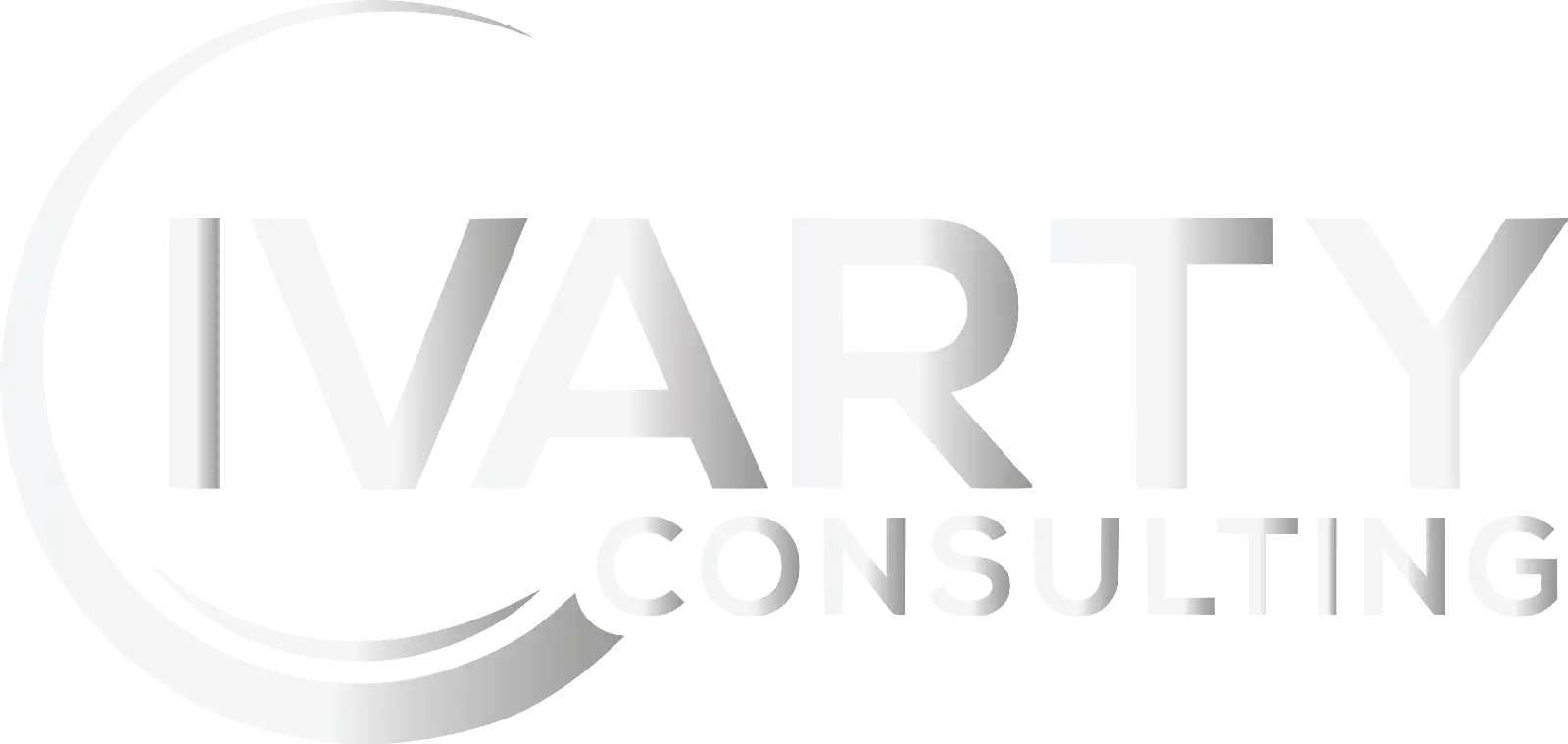 White logo of IVARTY Consulting on a light gray background