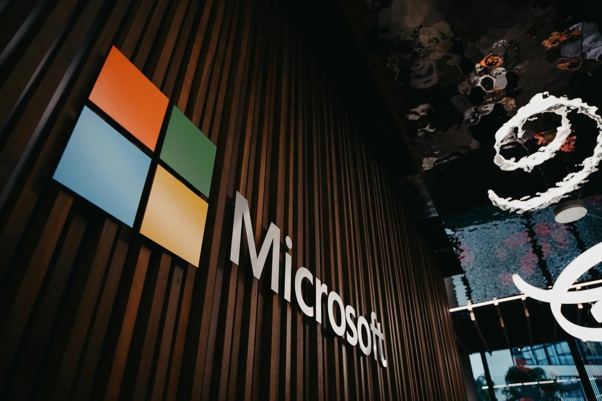 Microsoft logo wall sign in public sector modernization article