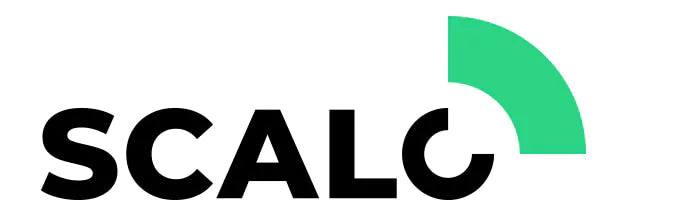 Logo of SCALC with a green arc on a white background