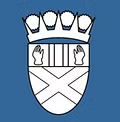 Coat of arms logo on a blue background